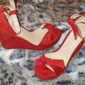 Red Wedges Sandals